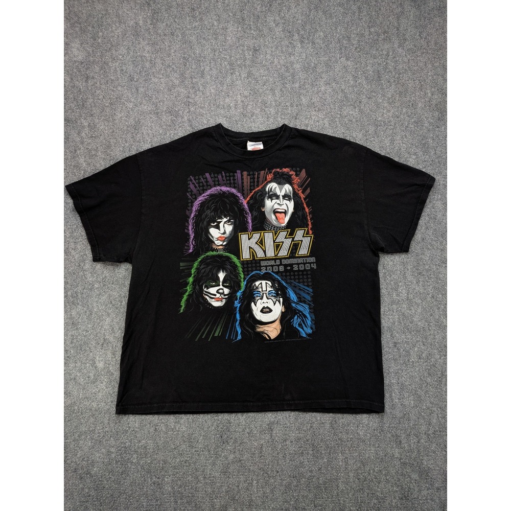 KISS World Domination Tour 2003 2004 Concert T Shirt Mens 2XL Vtg Y2K Rock